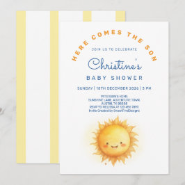 Invitación Here comes the son Modern Baby Boy Shower
