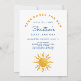 Invitación Here comes the son Sunshine Baby Boy Shower