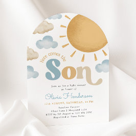 Invitación Here Comes the Son Sunshine Baby Shower Invitation