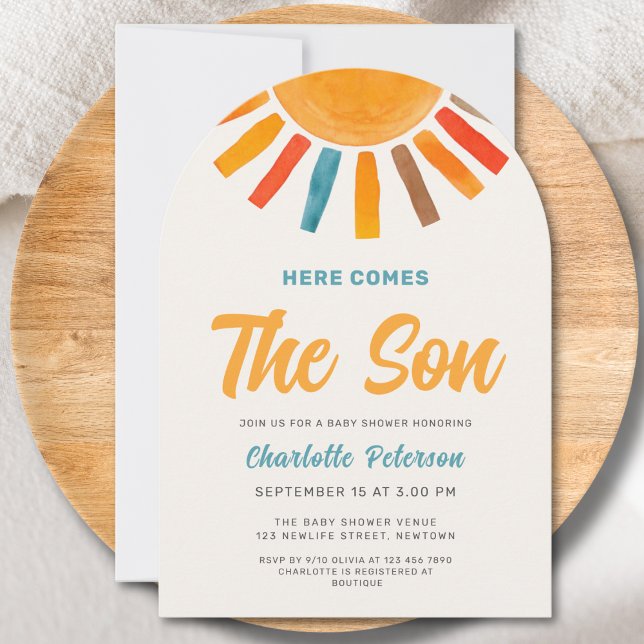 Invitación Here Comes the Son Sunshine Boy Baby Shower Arch (Subido por el creador)