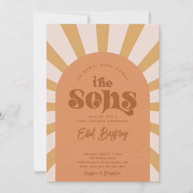 Invitación Here Comes The Sons Baby Shower Invitation  (Anverso)