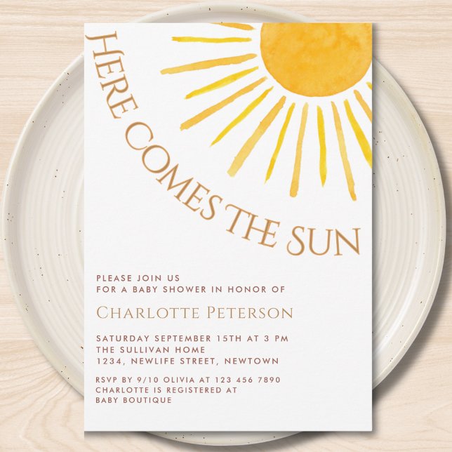 Invitación Here Comes The Sun Baby Shower (Subido por el creador)