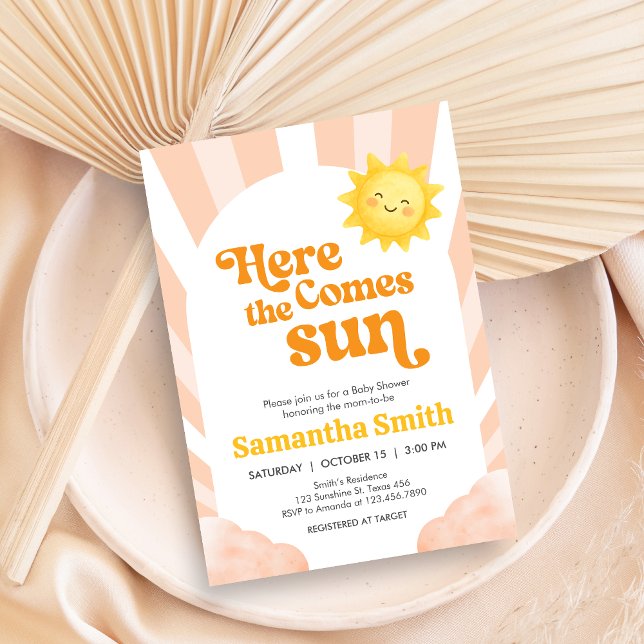 Invitación Here Comes the Sun Baby Shower Invitation (Sunshine Baby Shower Invitation)