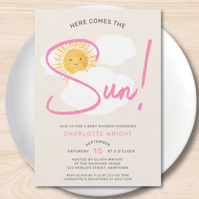 Invitación Here Comes The Sun Girl's Baby Shower (Subido por el creador)