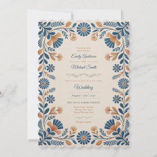 Invitación Herencia   Arte Folclórico Boda Floral de Terracot