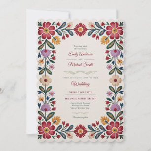 Invitación Herencia   Arte Folclórico Bodas Vintage Floral Ro