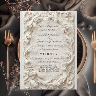 Invitación Herencia Barroca Arte Marfil Grandeza Floral Boda