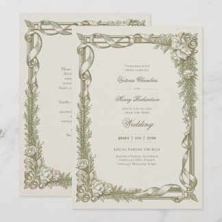 Invitación Herencia | Boda con guirnalda de cinta eduardiana