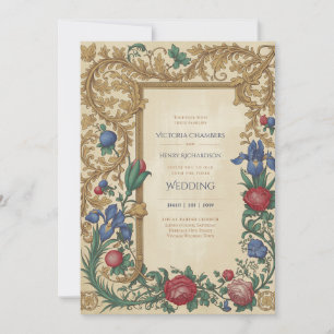 Invitación Herencia   Bodas de Joyas de Oro Renacentista Medi