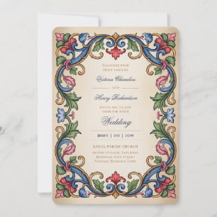 Invitación Herencia   Bodas de Joyas de Oro Renacentista Medi