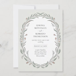 Invitación Herencia Botánico Dibujado a Mano Elegante Boda