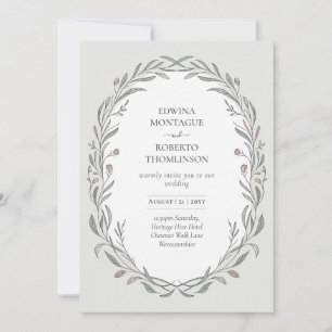 Invitación Herencia Botánico Dibujado a Mano Elegante Boda