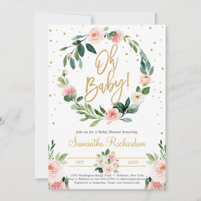 Invitación Herencia floral y vegetación Eucalyptus Oh Baby Bo (Anverso)