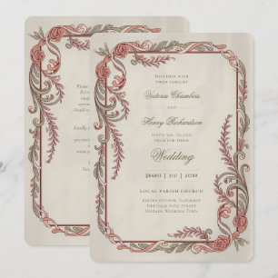 Invitación Herencia   Guirnalda de boda de flores de Edwardia
