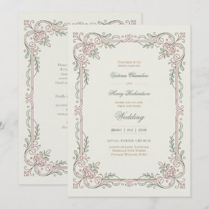 Invitación Herencia   Rosa Eduardiana de Filigrana de Boda