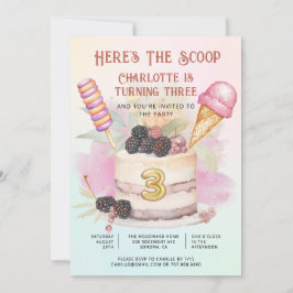 Invitación Here's The Scoop 3rd Birthday Ice Cream Party