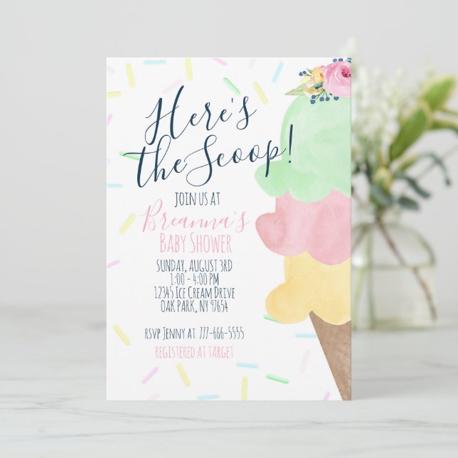 Invitación Here's The Scoop Ice Cream Baby Shower (Anverso de pie)