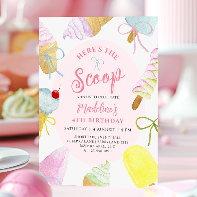 Invitación Here's the Scoop Ice Cream Birthday Party (Subido por el creador)
