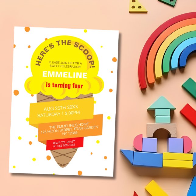 Invitación Here's The Scoop Ice Cream Sweet Birthday (Subido por el creador)