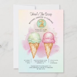 Invitación Here's The Scoop Turning Two Birthday Party
