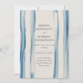 Invitación Heritage Blue Brushstroke Coastal Modern Wedding