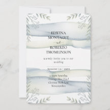 Heritage Blue Green Watercolor Coastal Wedding