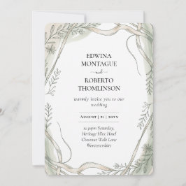 Invitación Heritage Botanical Ribbon and Vine Wedding