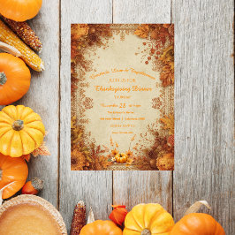 Invitación Heritage Floral Elegant Damask Thanksgiving