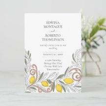 Heritage Lemon Line Art Mediterranean Wedding