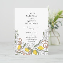 Invitación Heritage Lemon Line Art Mediterranean Wedding