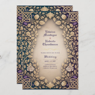 Invitación Heritage Medieval Celtic Knot Floral Jewel Wedding