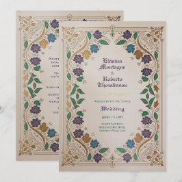 Invitación Heritage Medieval Jewel Tone Gold Ornate Wedding
