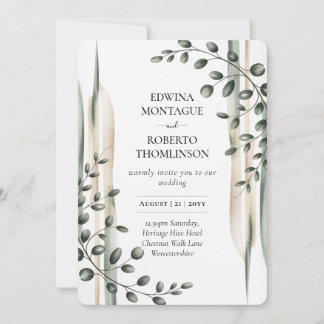 Invitación Heritage Modern Botanical Greenery Wedding