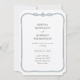 Invitación Heritage Nautical Rope Frame Coastal Wedding