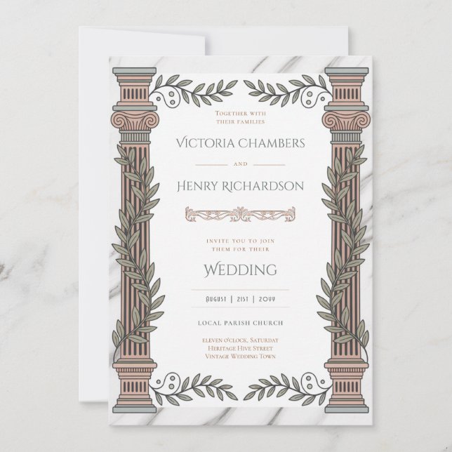 Invitación Heritage | Neoclassical Greco-Roman Wedding (Anverso)