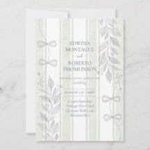 Heritage Sage Botanical Ribbon Line Bows Wedding