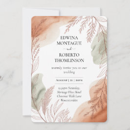 Invitación Heritage Terracotta and Sage Botanical Wedding