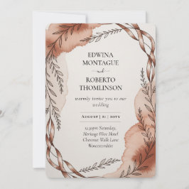 Invitación Heritage Terracotta Ribbon Botanical Wedding