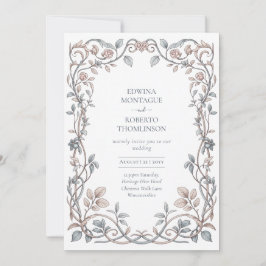 Invitación Heritage Victorian Blush Dusty Blue Floral Wedding