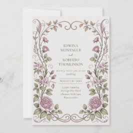 Invitación Heritage Victorian Botanical Rose Wedding