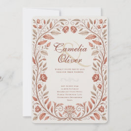 Invitación Heritage Victorian Botanical Terracotta Wedding