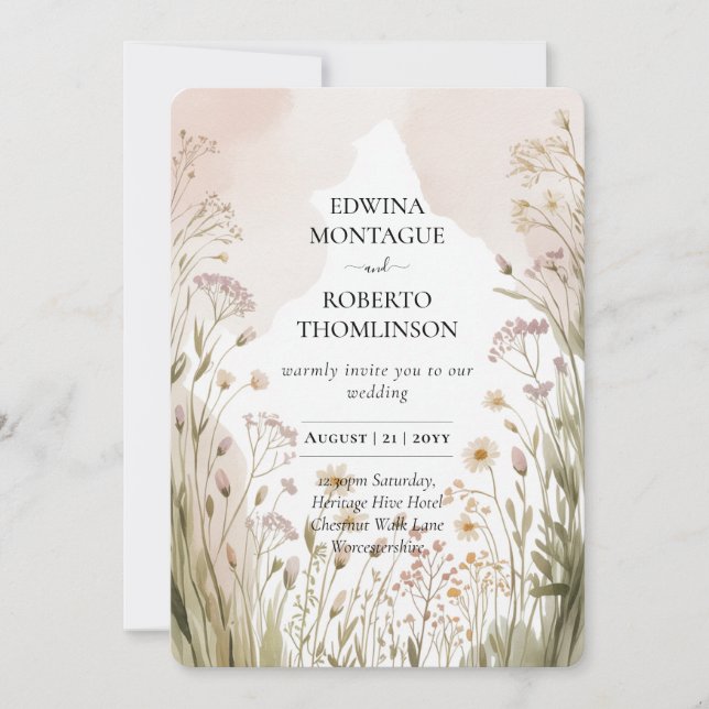 Invitación Heritage Wildflower Meadow Wedding (Anverso)