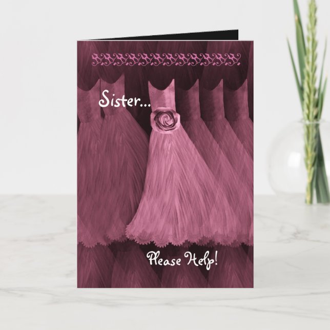 Invitación HERMANA - CRIADA del vestido del ROSA de la (Anverso)