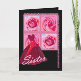 Invitación HERMANA - dama de honor - vestido rojo, rosas