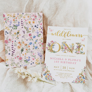 Invitación Hermana de Chicas gemelos Wildflower