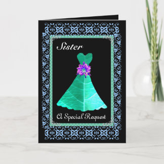 Invitación HERMANA de la dama de honor VERDE AZULADO VERDE Go