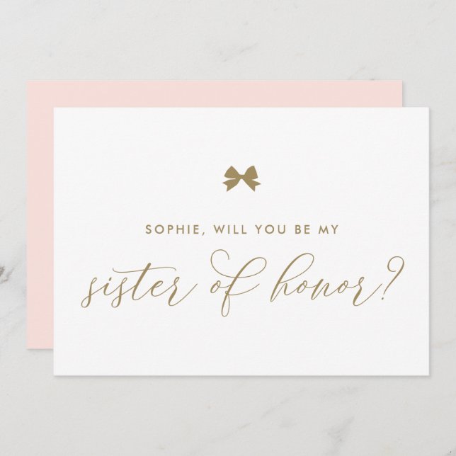 Invitación Hermana del honor será mi hermano (Anverso / Reverso)