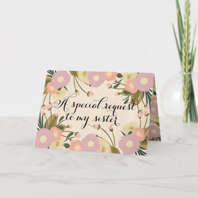 Invitación Hermana floral de la moda será mi empleada de hono (Anverso)
