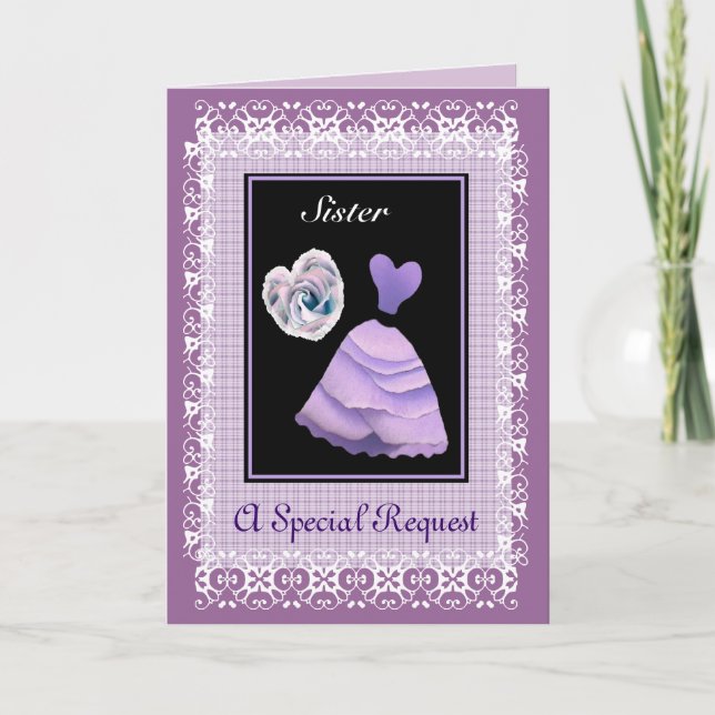 Invitación HERMANA Junior de Bridesmaid - PURPLE Gown (Anverso)