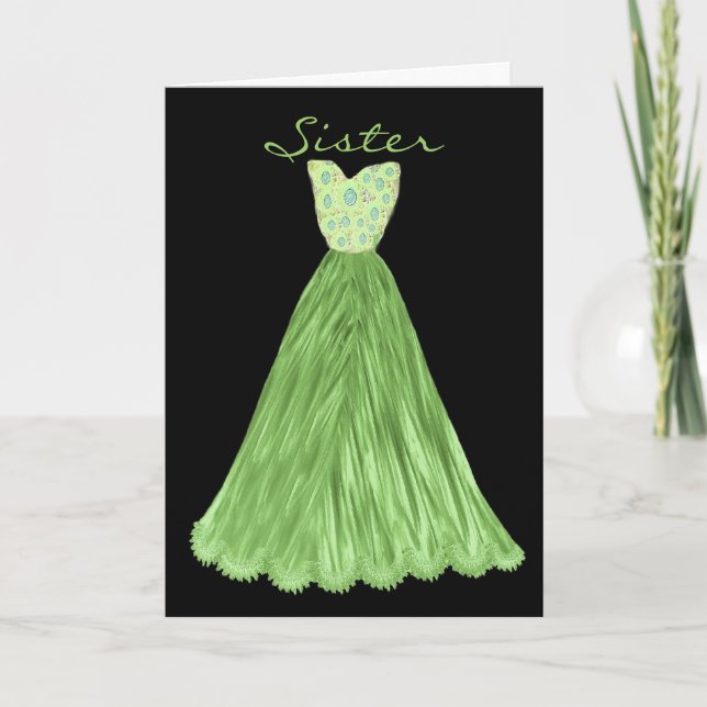 Invitación HERMANA Sé Mi Novia OLIVE Vestido VERDE (Anverso)